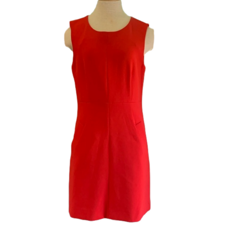 Diane von Furstenberg sz 12 red sleeveless dress with pockets NWOT